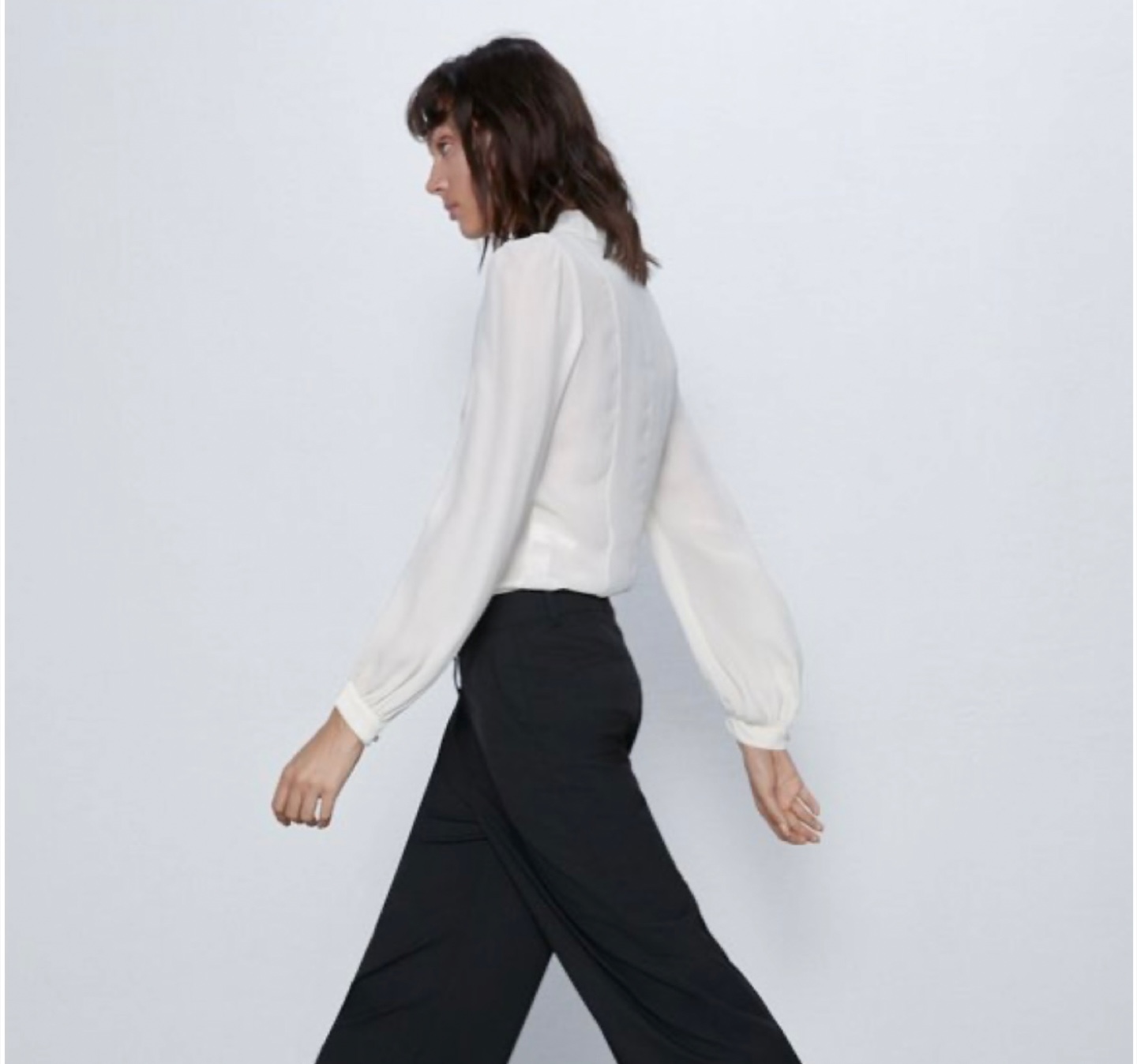 Zara BLOUSE WITH CONTRASTING BOW-VANILLA- - photo 3
