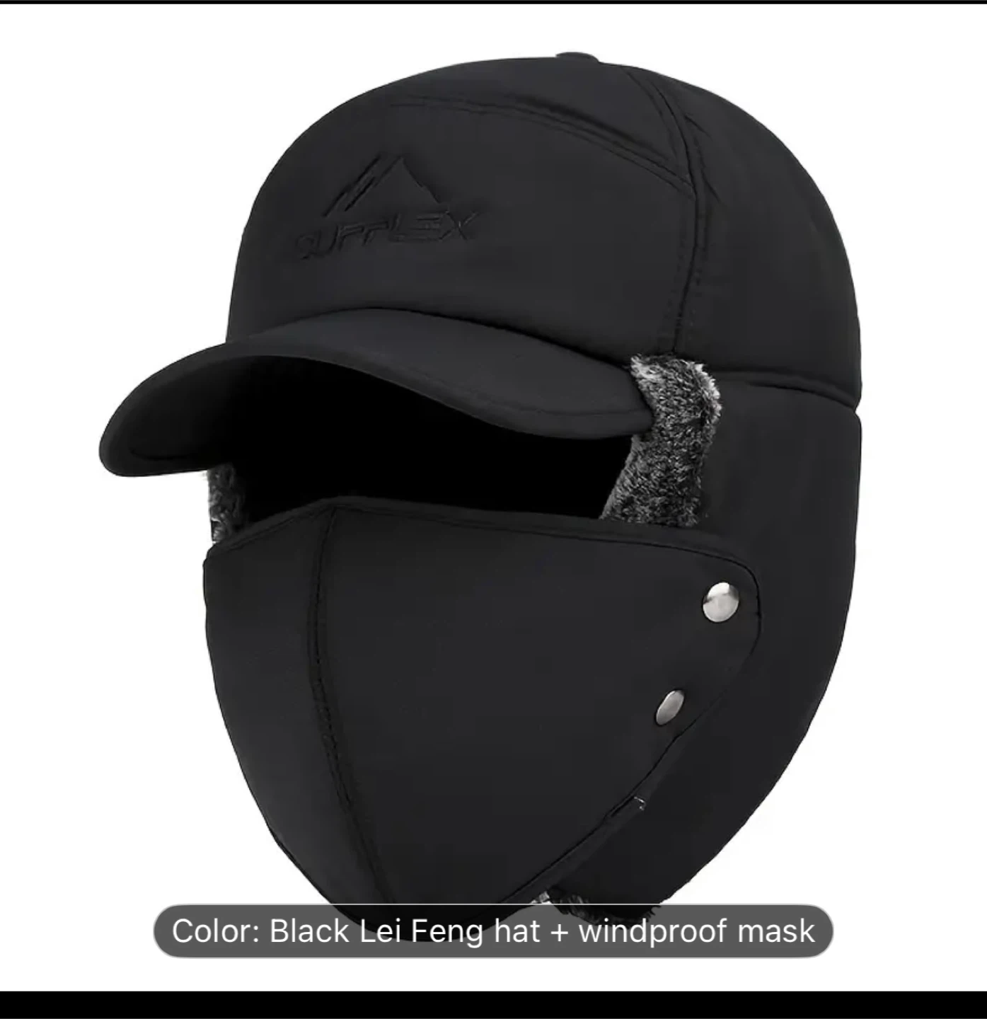 Supplex Winter Hat with Windproof Mask - Black and. Gray - photo 2