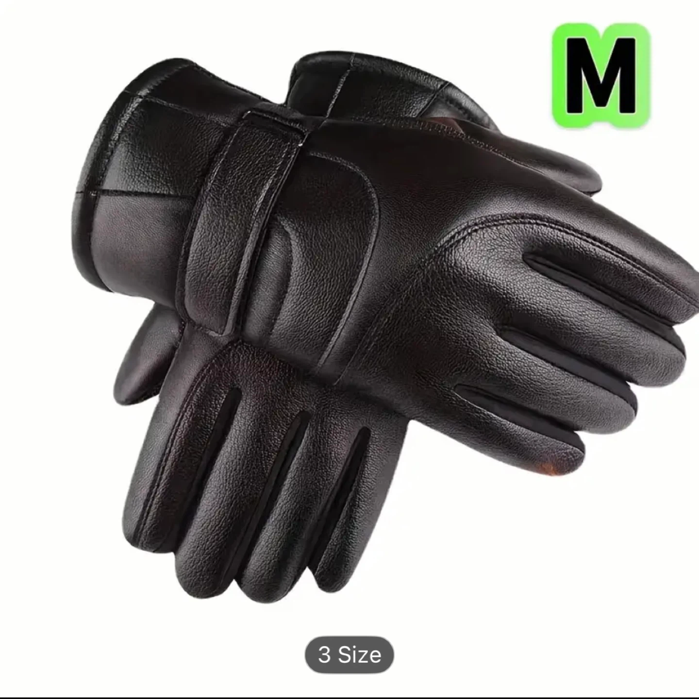 Black Leather Gloves - Size M,L,XL