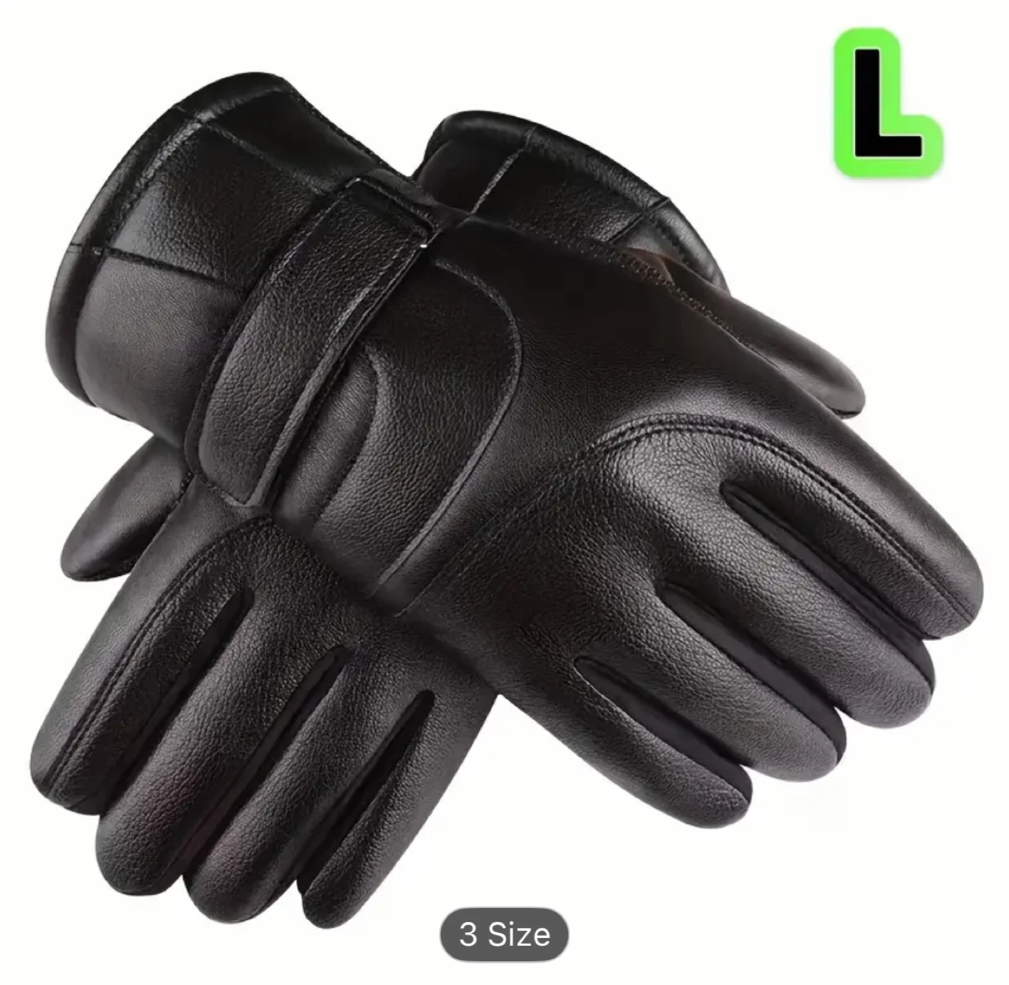 Black Leather Gloves - Size M,L,XL - photo 2