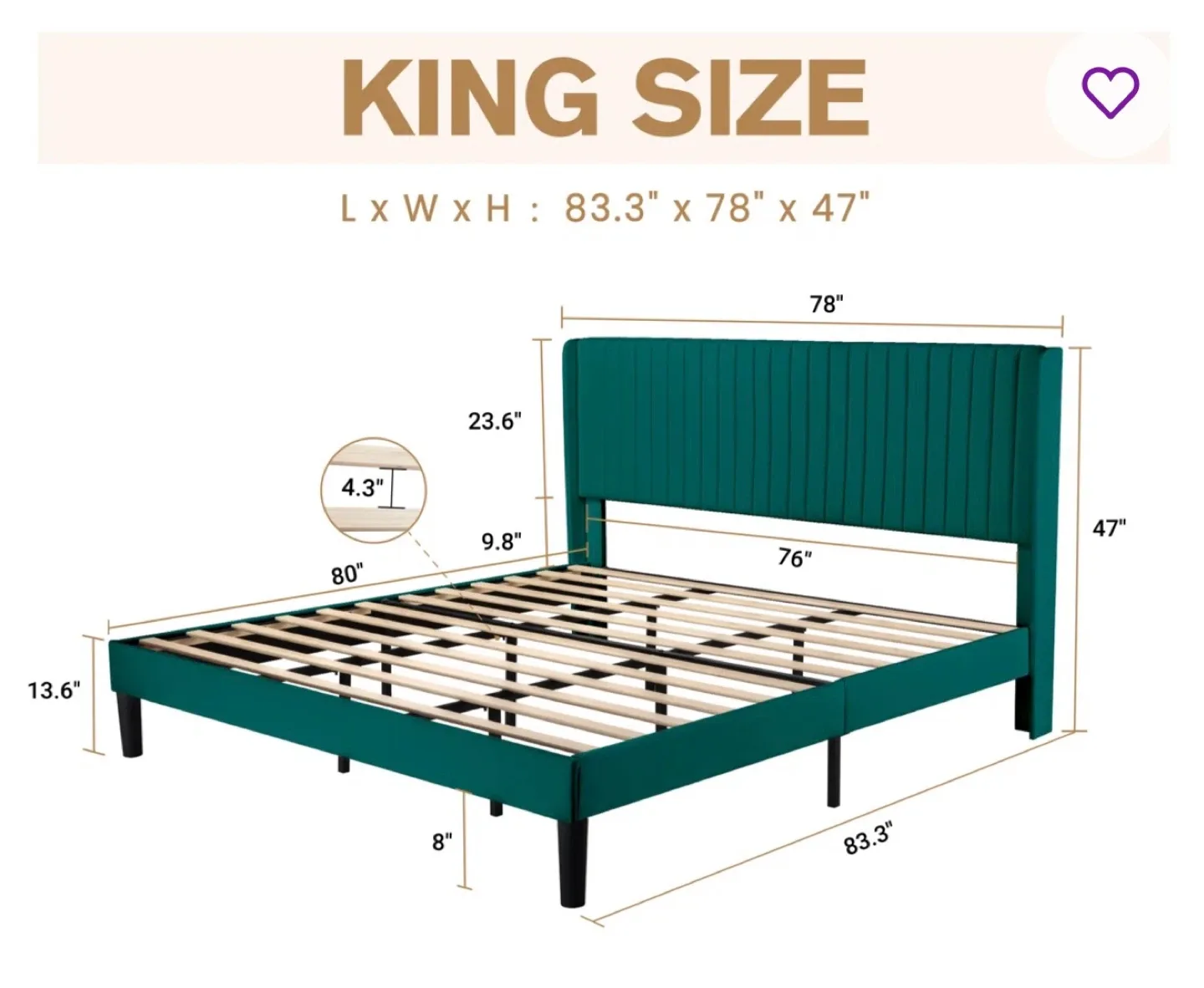 King Size Green Velvet Headboard image indicator(5)