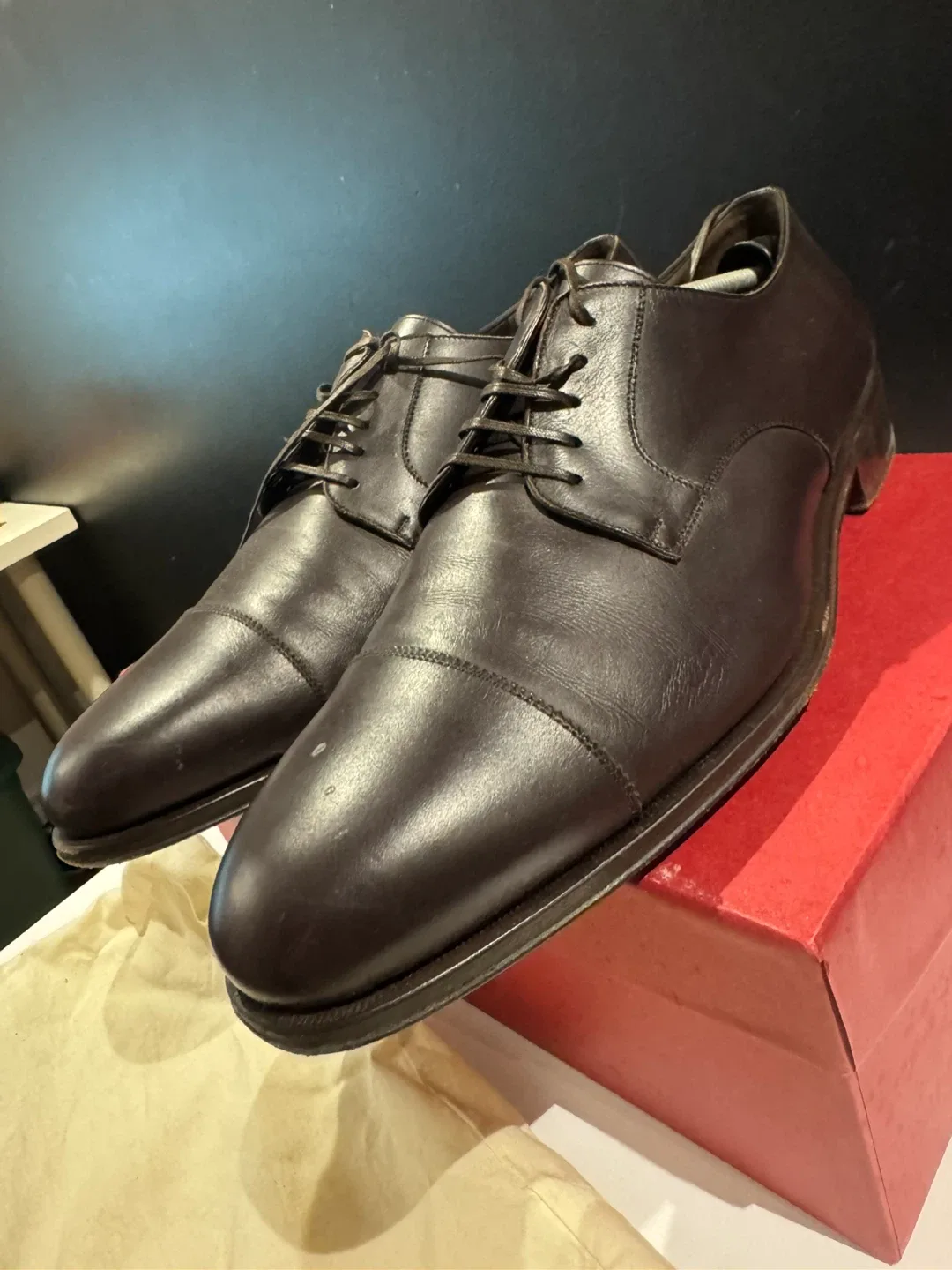 Salvatore Ferragamo Leather Dress Shoes - Size 12 EE thumbnail