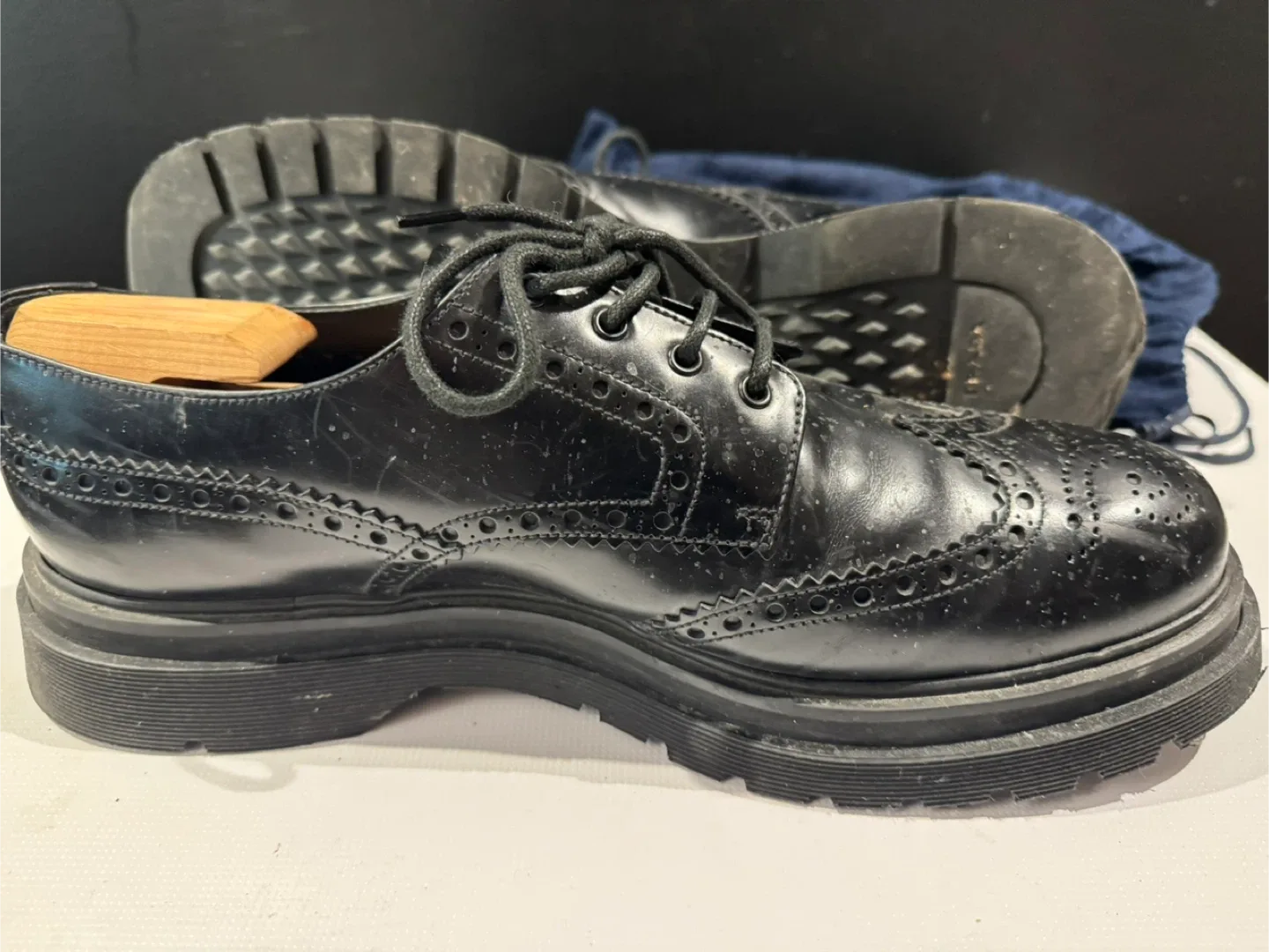 Prada Calzature Uomo Black Leather Shoes - Size 13 image indicator(2)