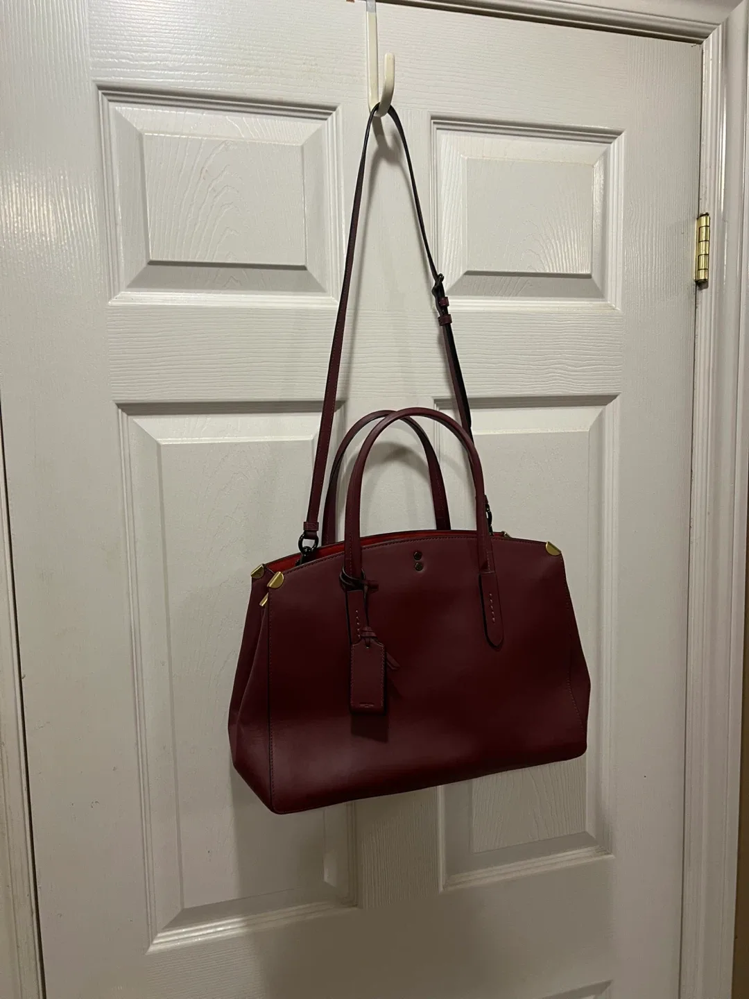 Coach Leather Satchel - Burgundy image indicator(5)