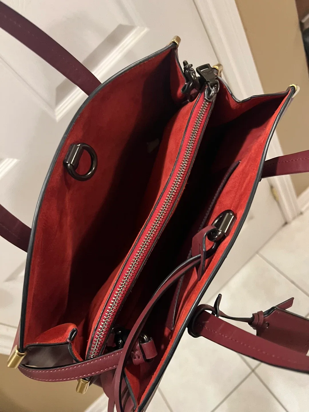 Coach Leather Satchel - Burgundy image indicator(4)