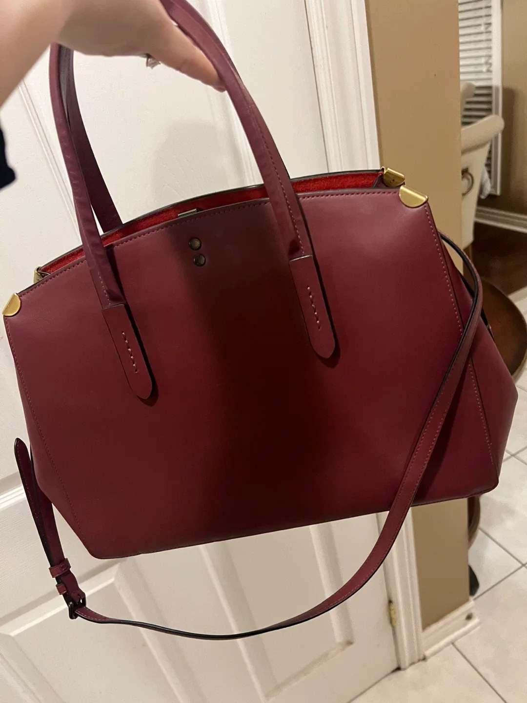 Coach Leather Satchel - Burgundy image indicator(3)