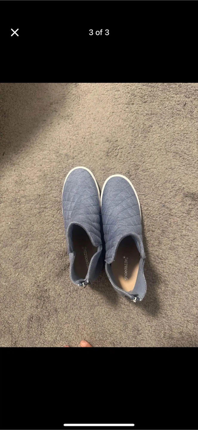 ShoeDazzle Blue Wedge Sneakers, Size 9