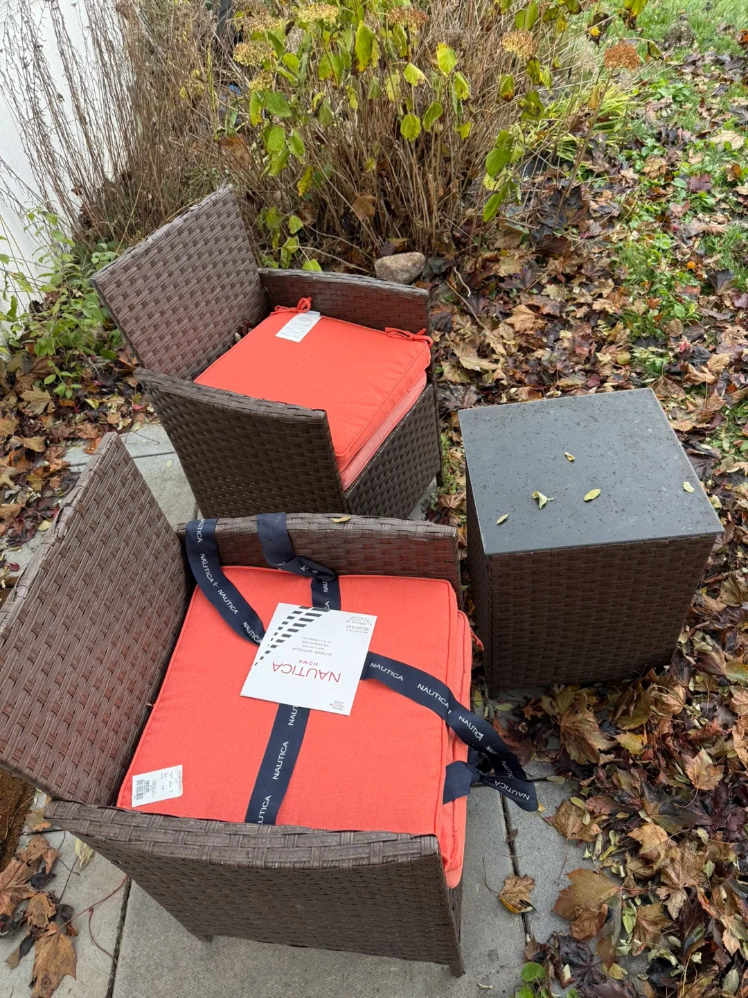 3-Piece Wicker Patio Set  with brand- NEW! Nautica Cushions image indicator(3)