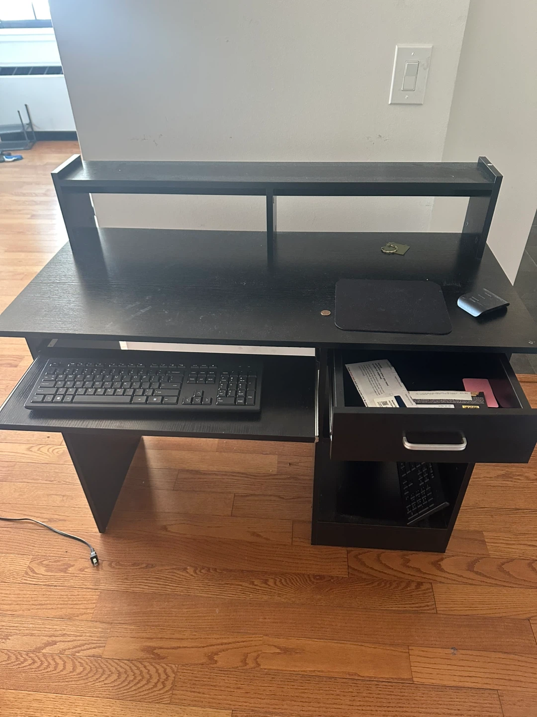 Black Computer Desk with Keyboard Tray