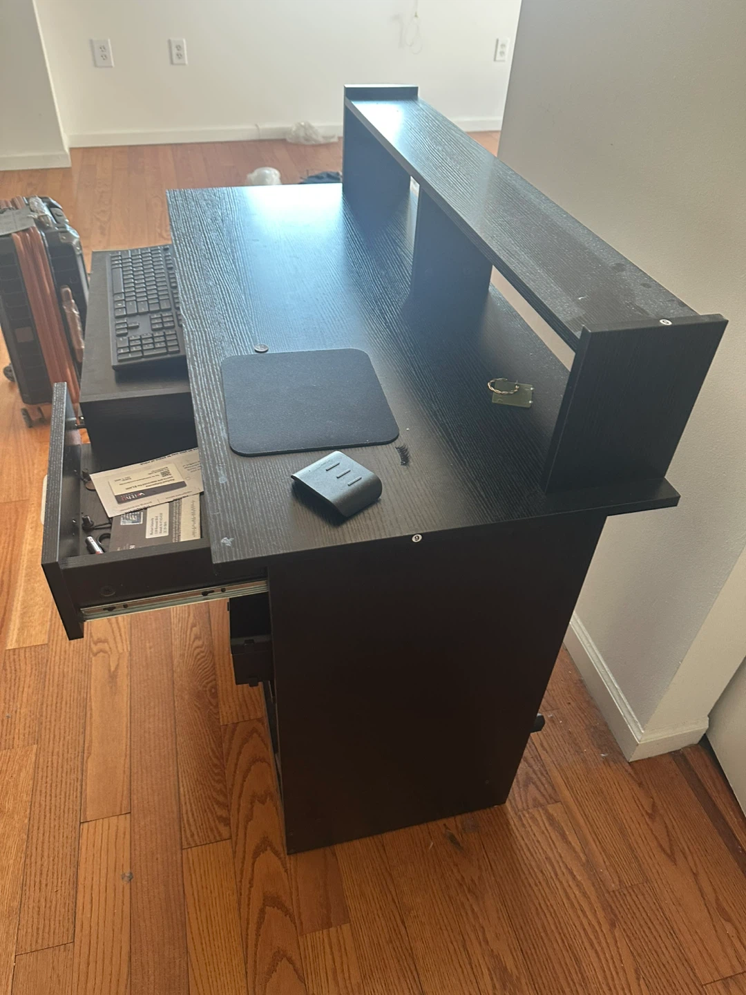 Black Computer Desk with Keyboard Tray - photo 4