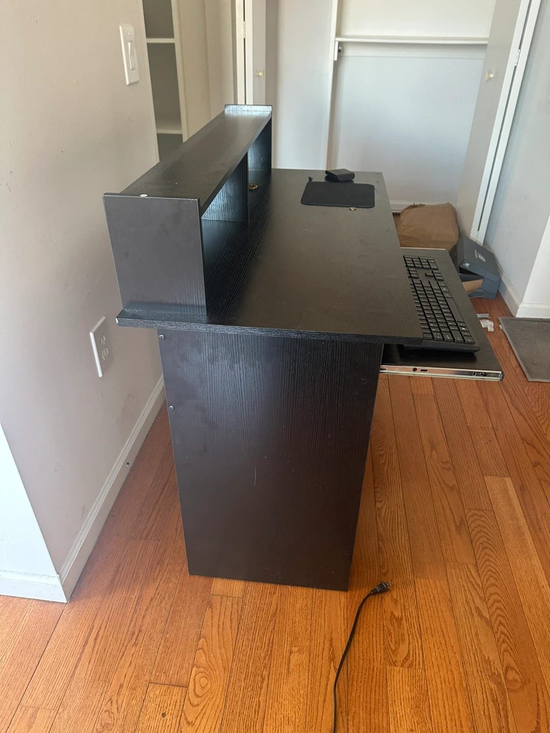Black Computer Desk with Keyboard Tray - photo 3