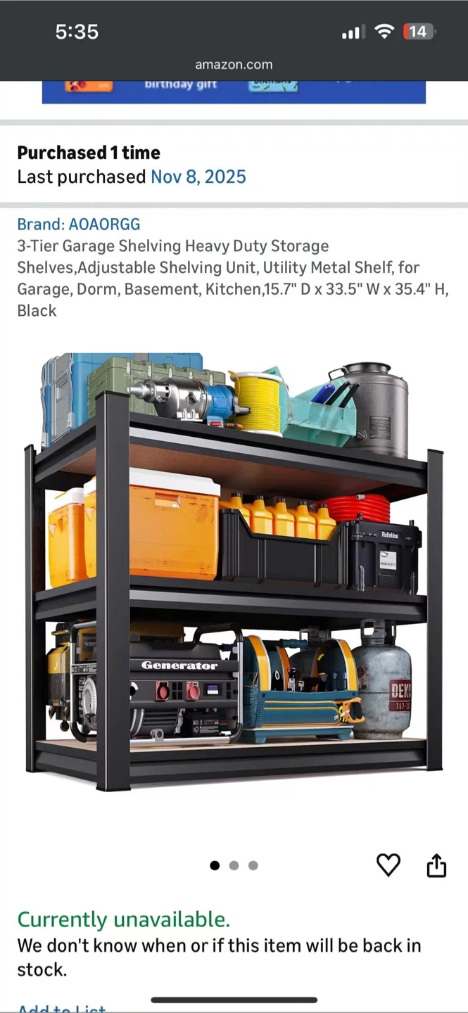 Brand new 3-Tier Garage Shelving Unit