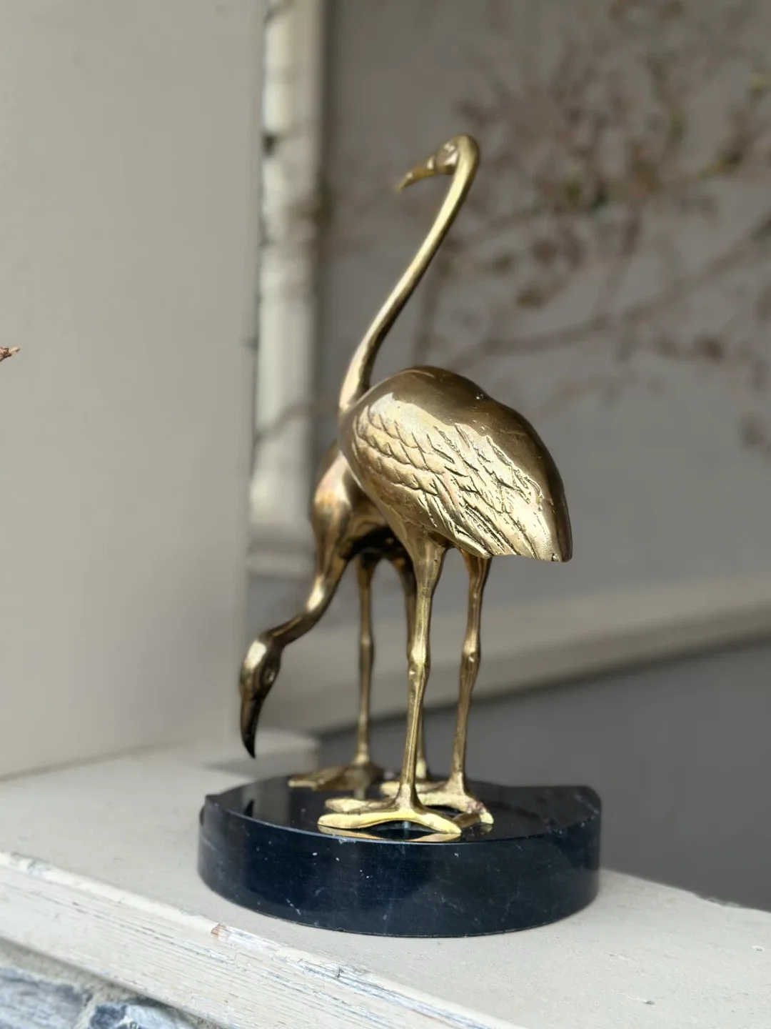 Vintage Brass MCM Herons on marble 1980 Dolbi Cashier rare art image indicator(2)