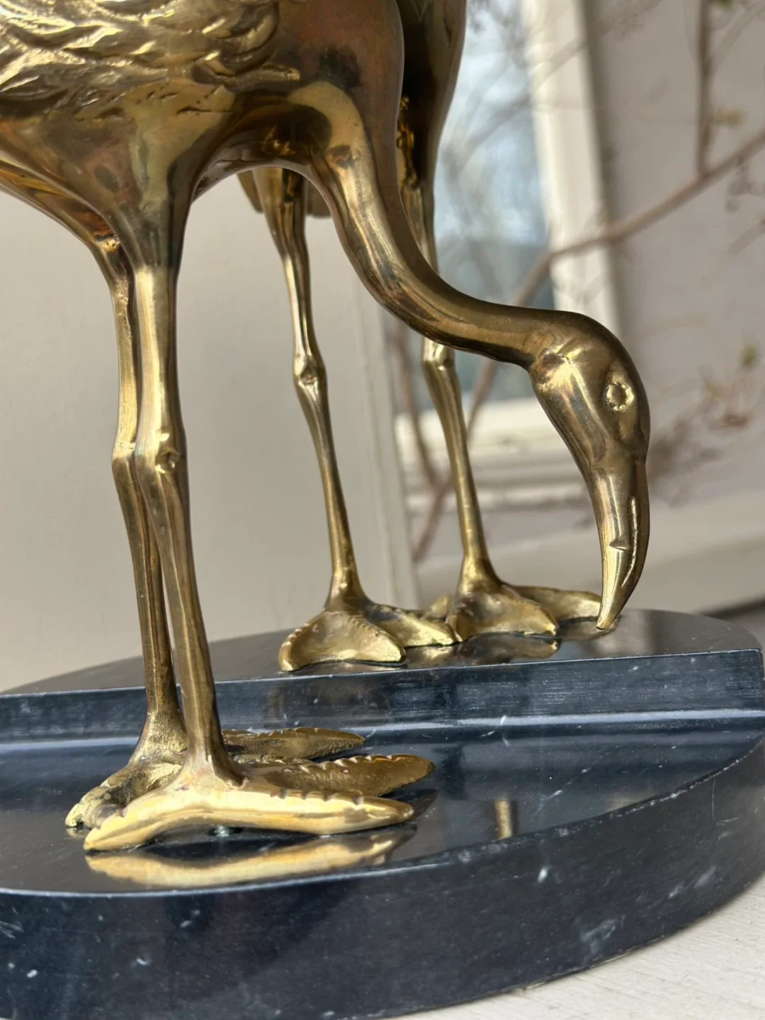 Vintage Brass MCM Herons on marble 1980 Dolbi Cashier rare art image indicator(4)