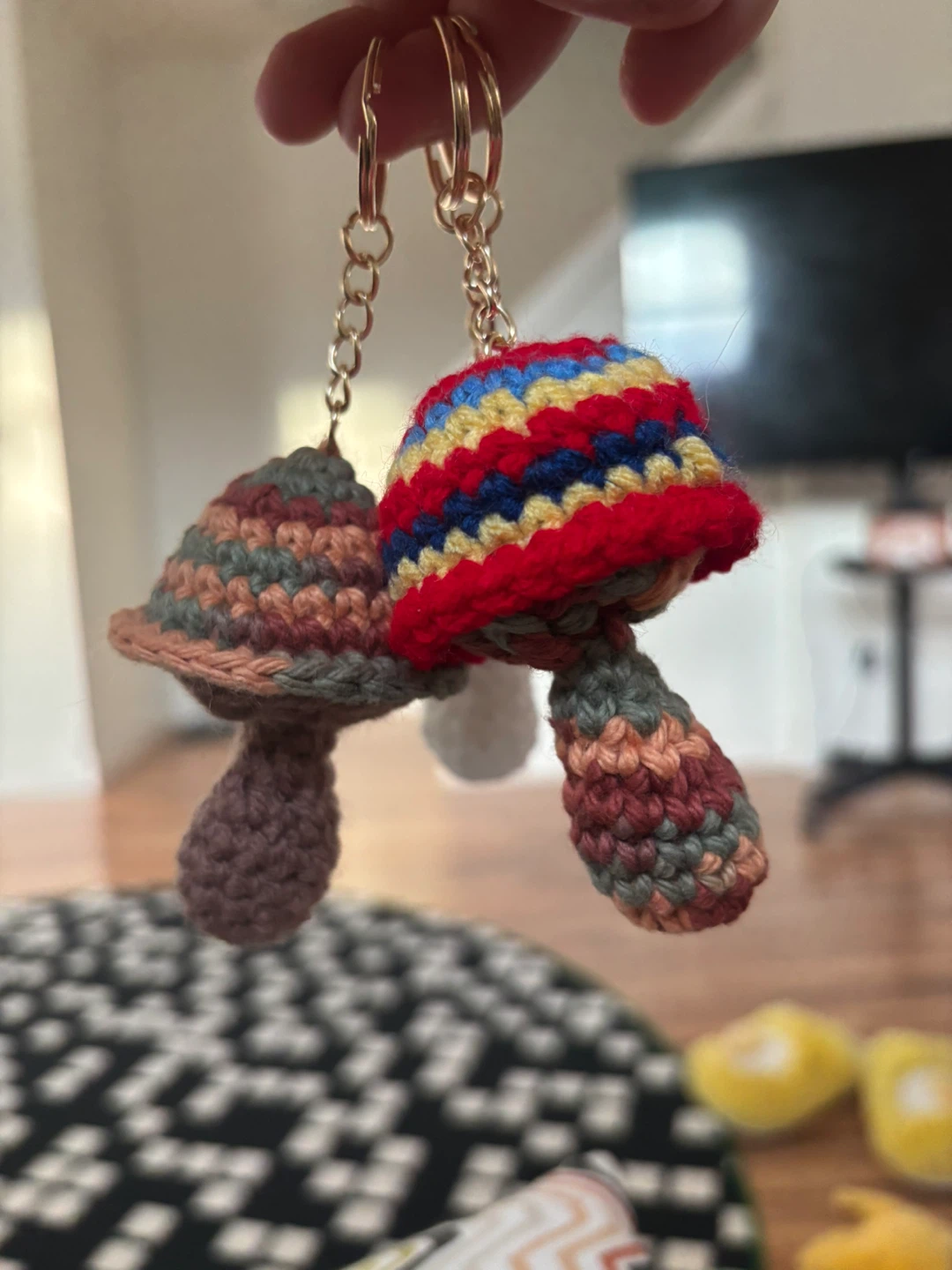 Handmade Crochet Mushroom Keychains