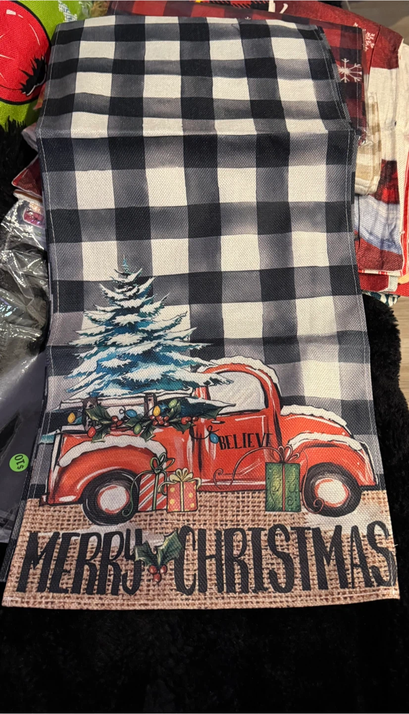 New Christmas Table Runner, Black Red Oxford Cloth 33x230cm - photo 3