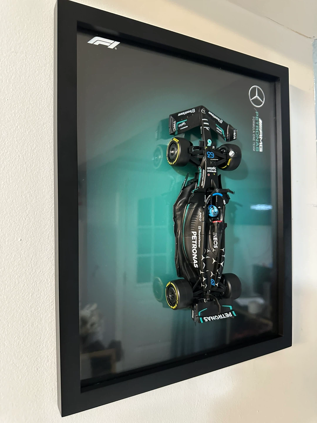 Formula 1 (F1) framed art with car