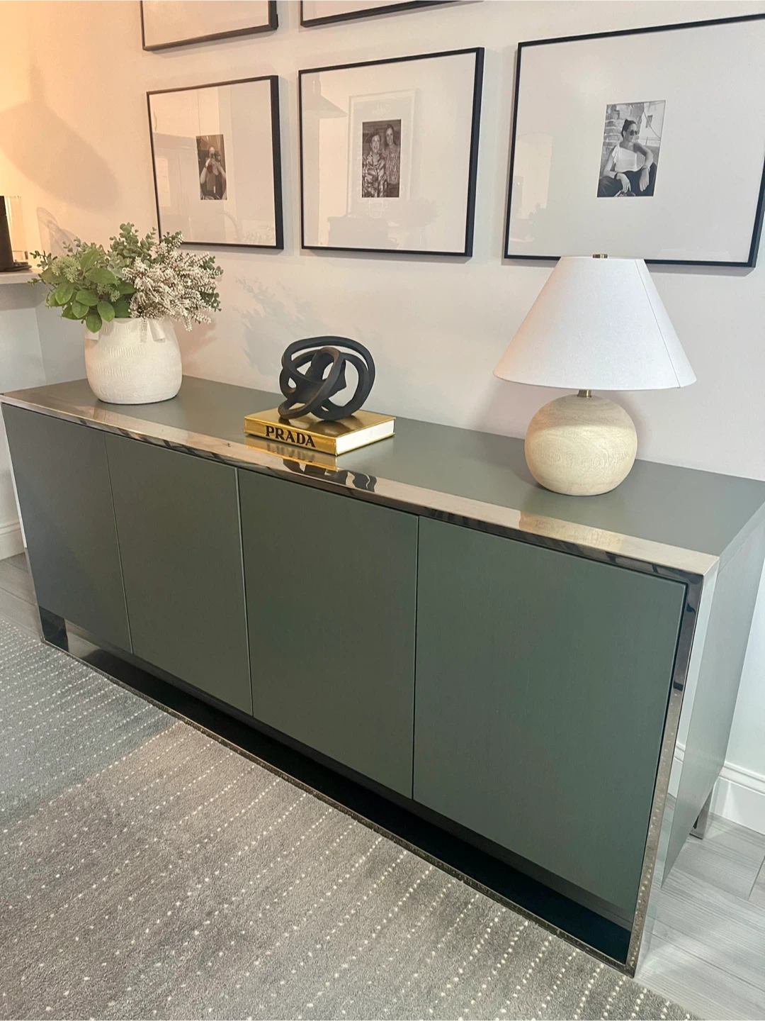 Gray Cabinet with Silver Trim - credenza