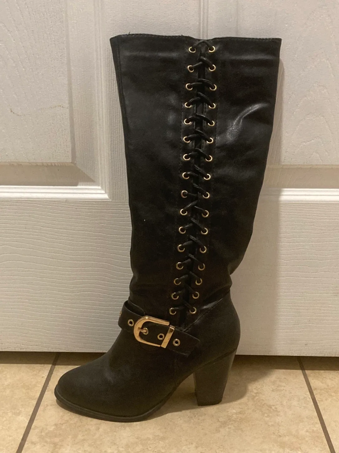 Black Knee-High Boots, Size 7 image indicator(2)