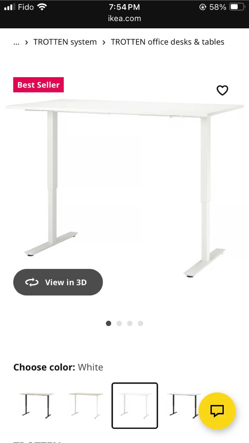 IKEA TROTTEN White Sit/Stand Desk