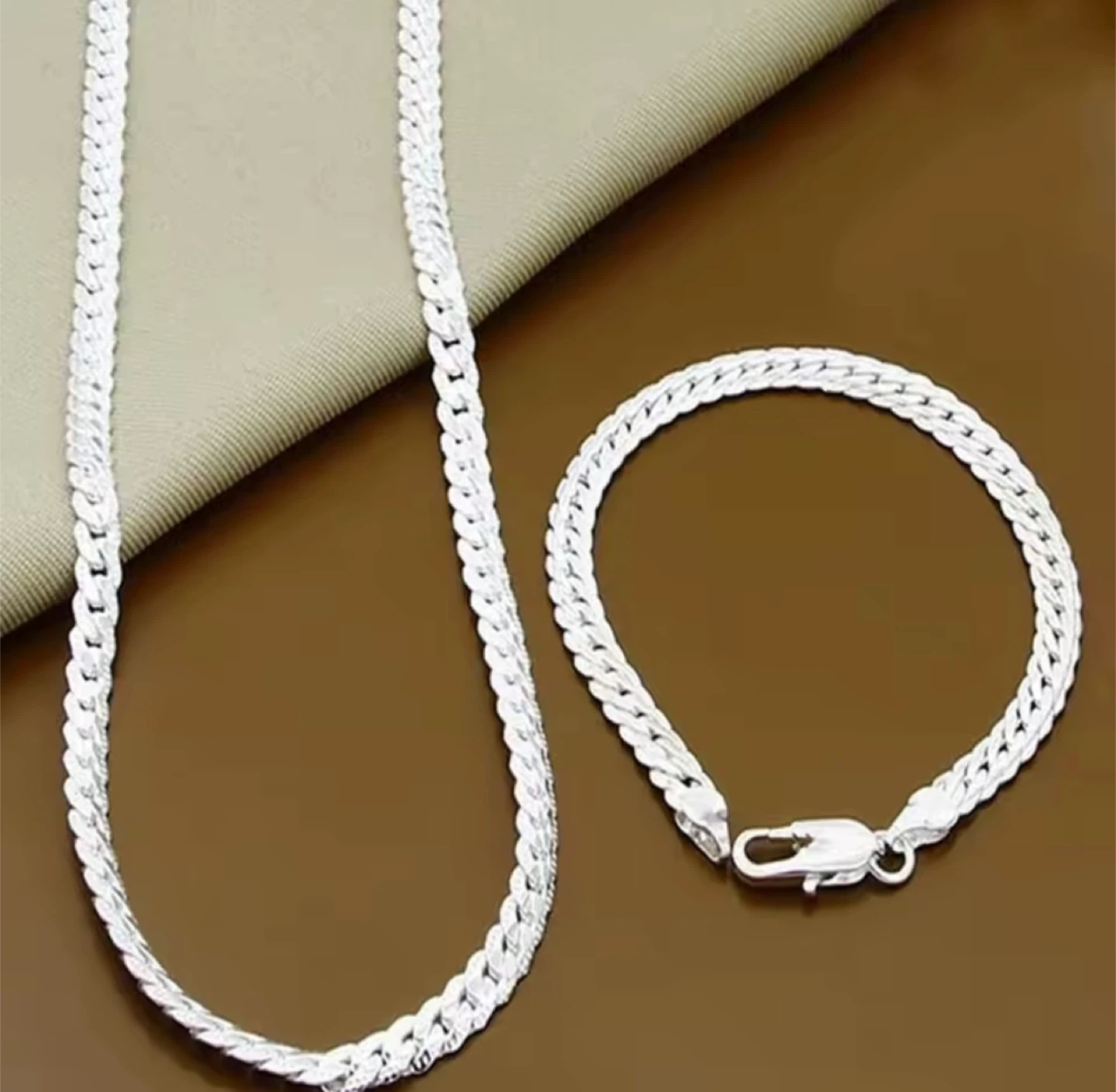 925 Sterling Silver Necklace & Bracelet Set