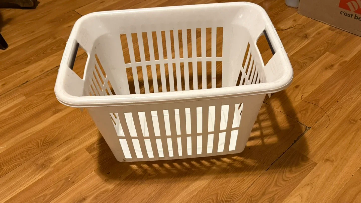 White Plastic Laundry Basket