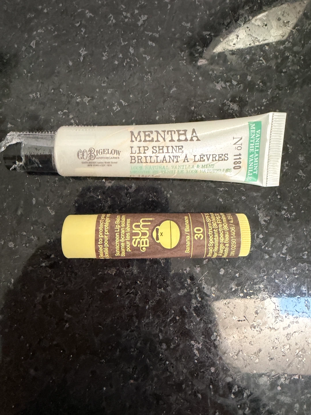 Bigelow Mentha Lip Shine in No. 1100 mint + sun bum lip balm - photo 2