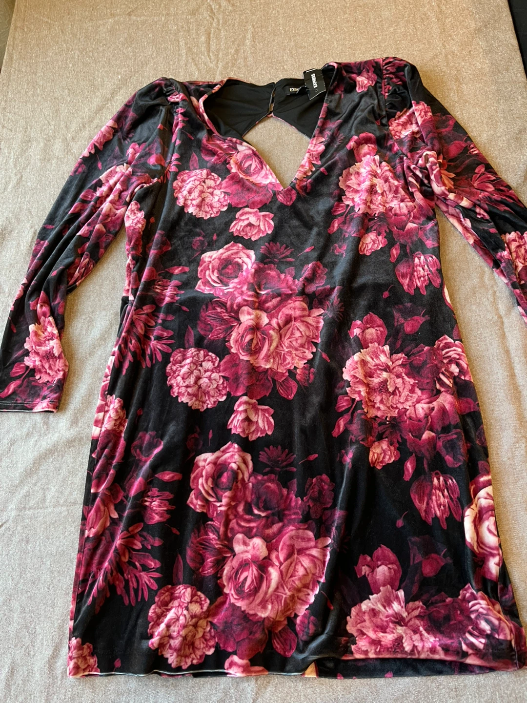 Express Floral Velvet Mini Dress - Size XL