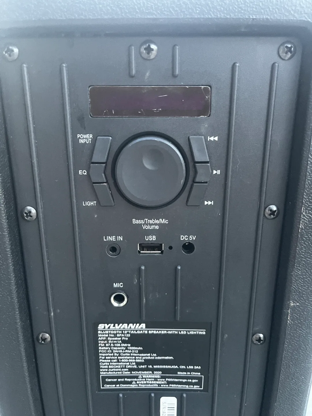 Sylvania Bluetooth Tailgate Speaker w/ LED Lighting image indicator(5)