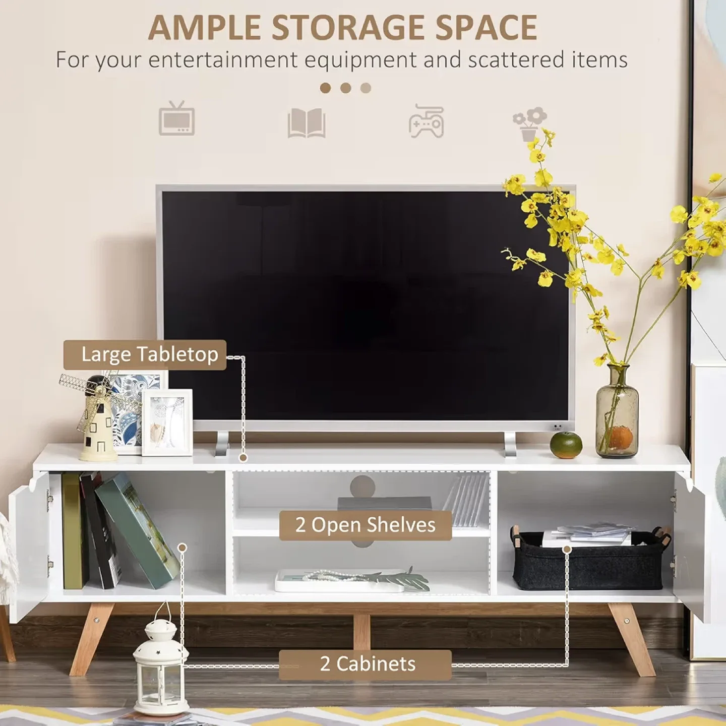 White TV Stand - Fits up to 65" TVs image indicator(6)