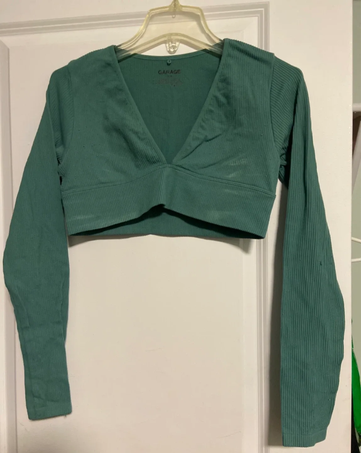 Garage Green Long Sleeve Crop Top - Size M