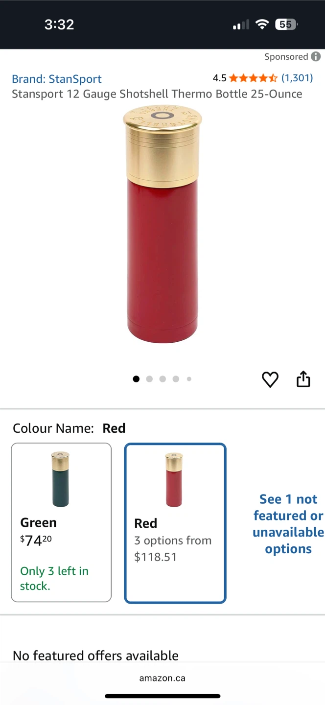StanSport 12 Gauge Shotshell Thermo Bottle - Red - photo 5