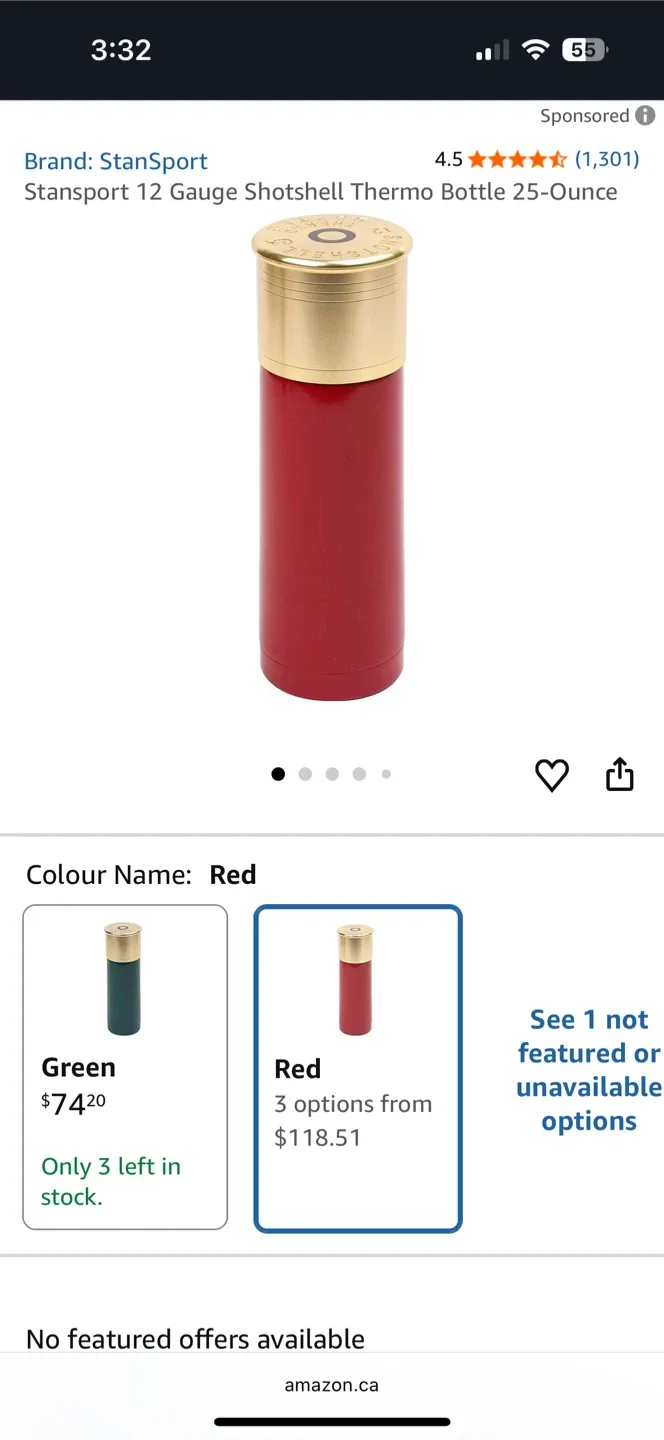 StanSport 12 Gauge Shotshell Thermo Bottle - Red image indicator(5)