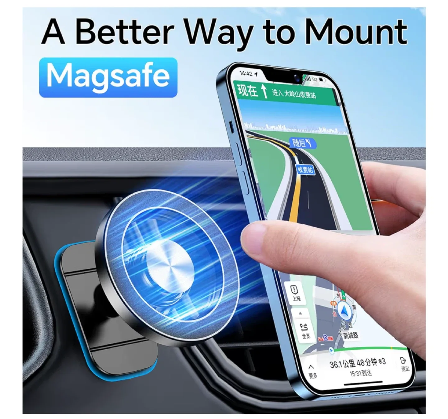 Kaistyle Magnetic Car Phone Holder Mount image indicator(3)