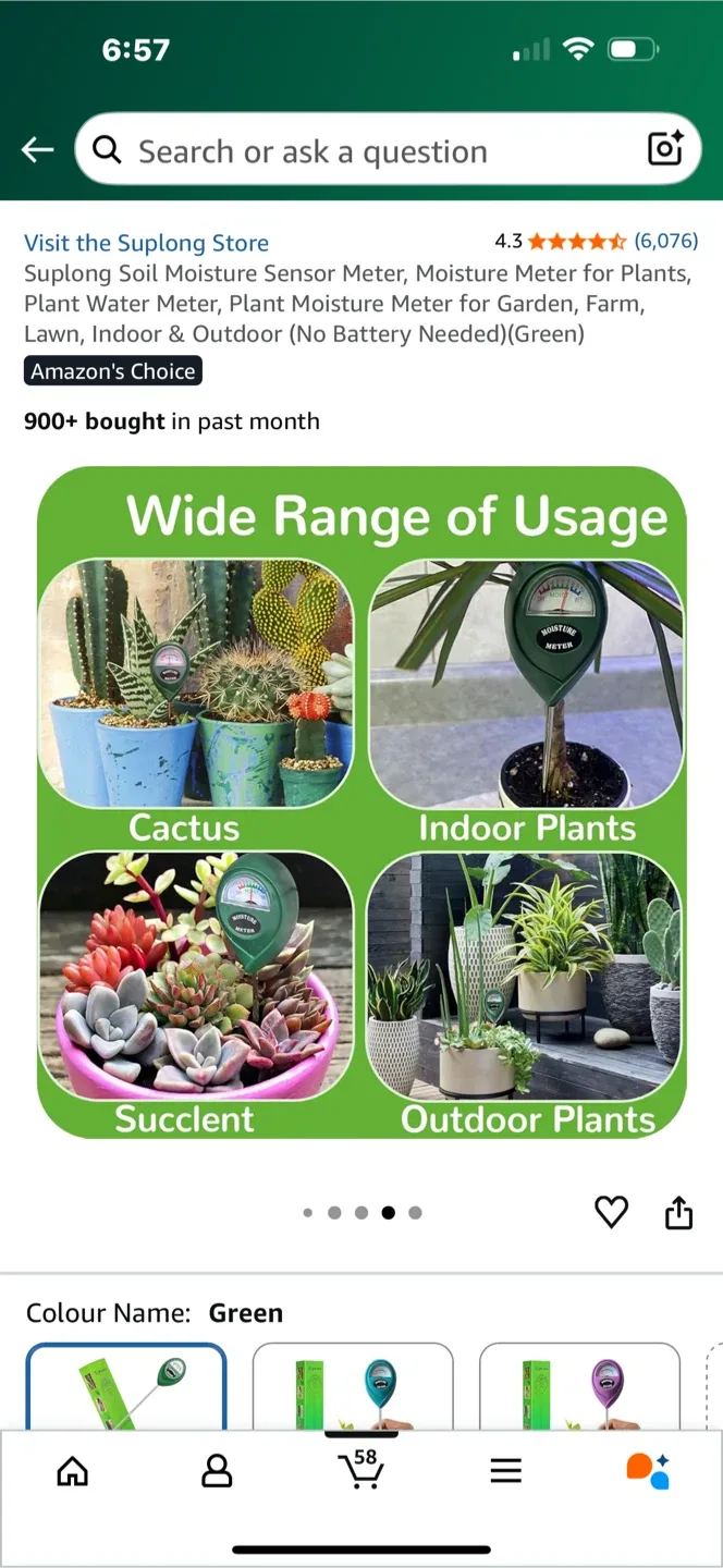 Suplong Soil Moisture Meter - Green image indicator(7)