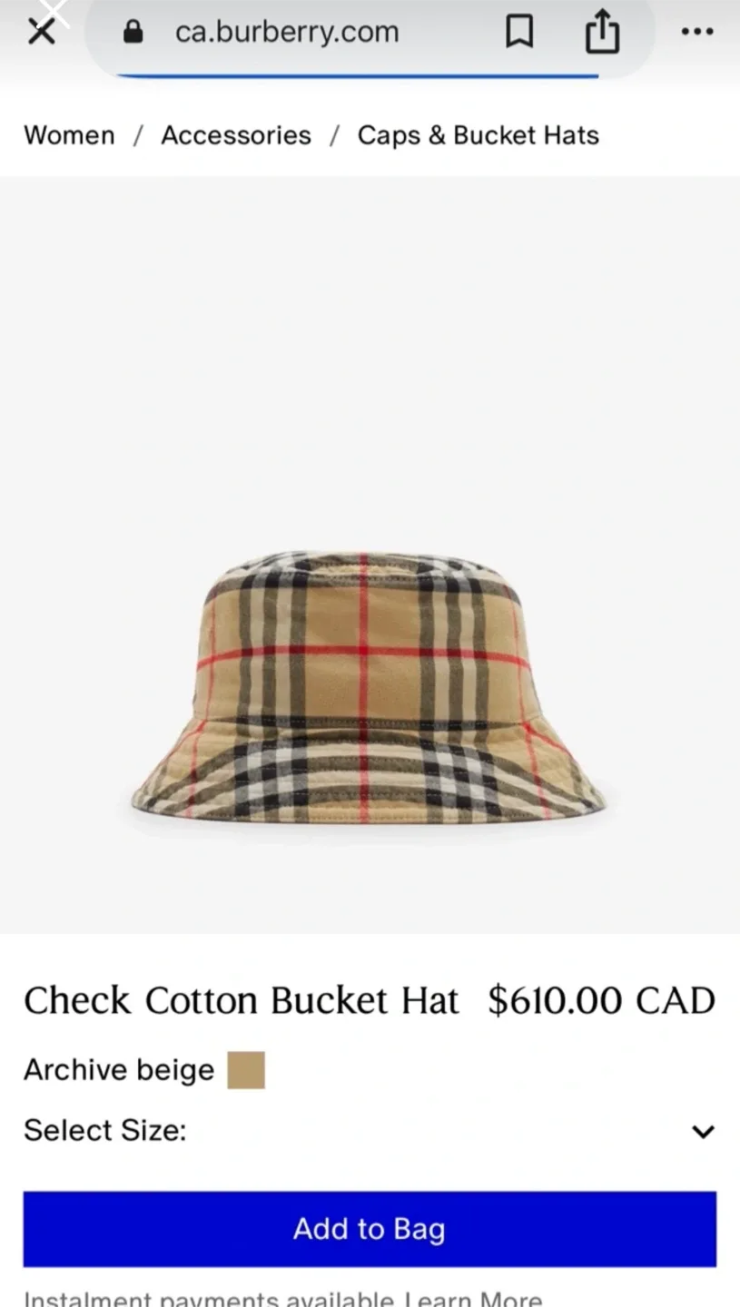 Burberry Bucket Hat – Size S