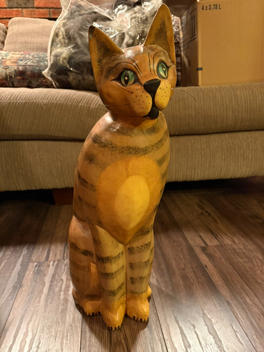 Wooden Cat Statue