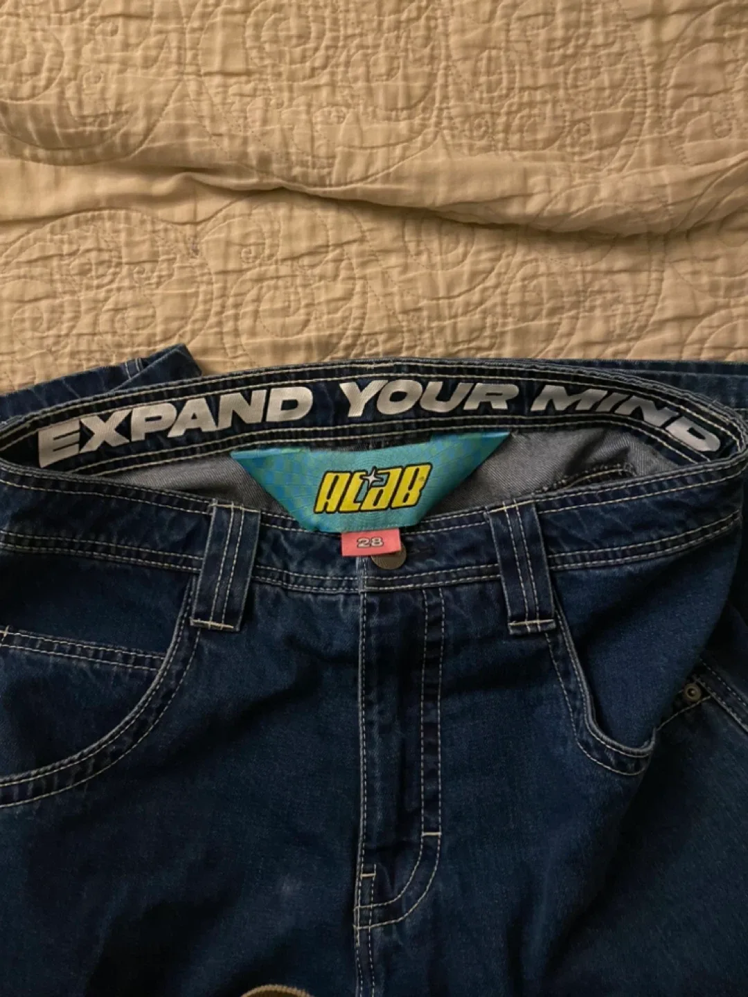 Zumiez Denim white stitched jean shorts/Jorts image indicator(3)