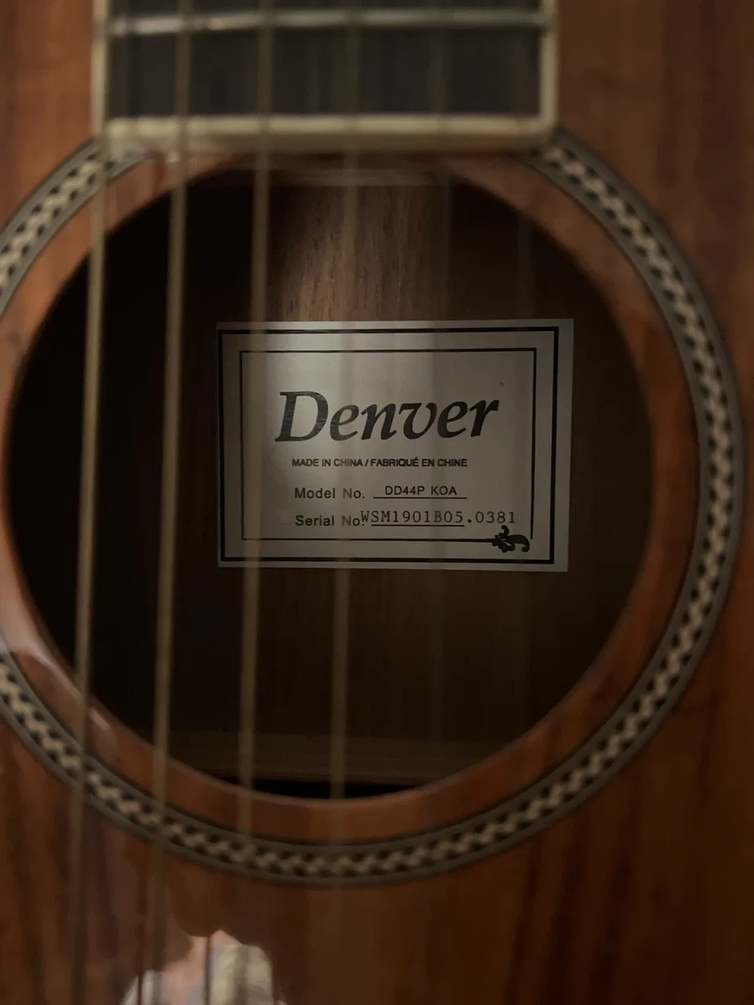 Denver DD44P KOA Acoustic Guitar image indicator(2)