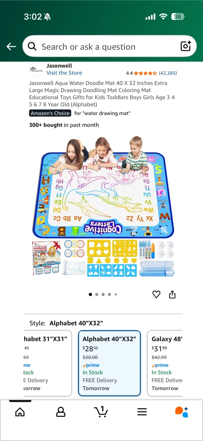 Preloved Jasonwell Aqua / Water Doodle Mat 40"x32" thumbnail