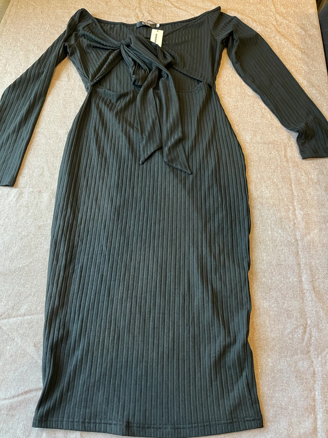 CBR Boutique Collection Black Ribbed Long Sleeve Dress