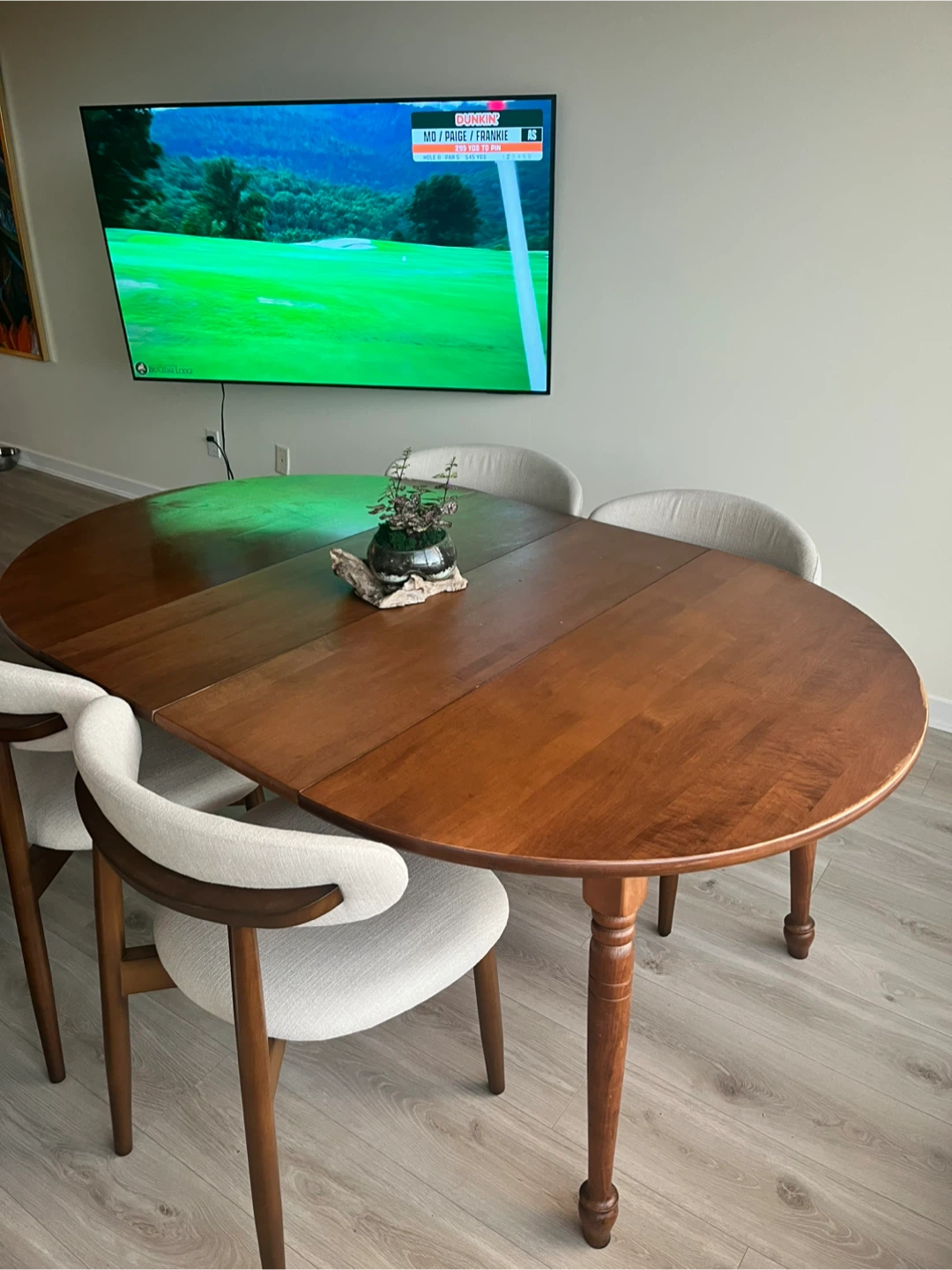Round Wooden Dining Table with Leaves - photo 5