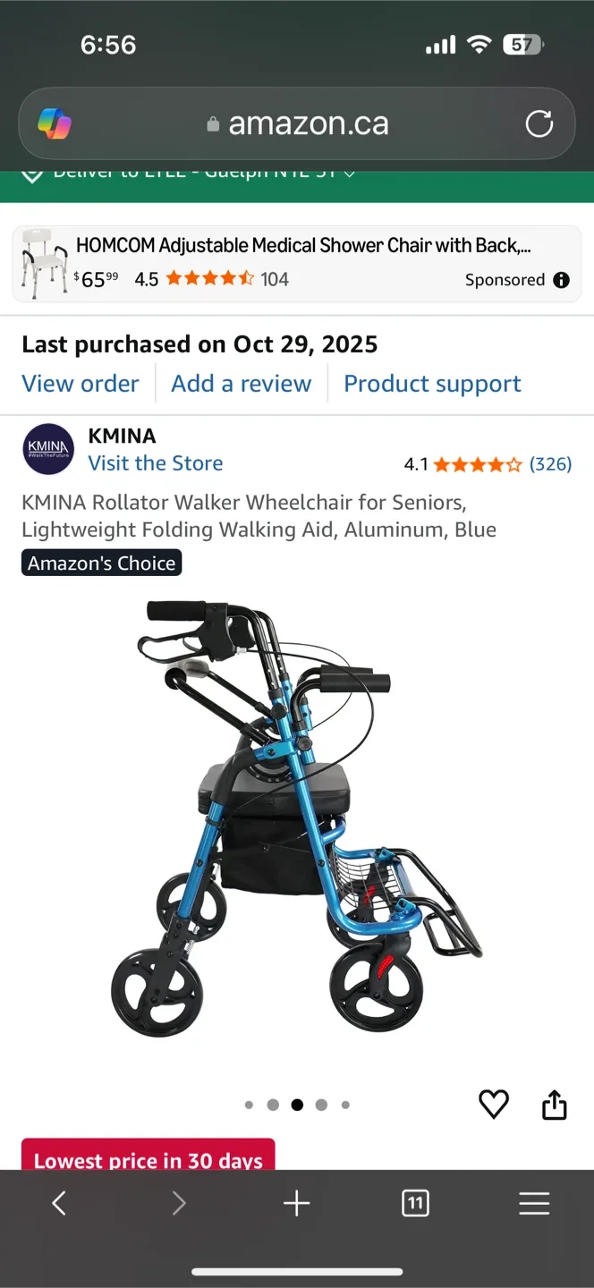 KMINA Rollator Walker Wheelchair - Lightweight & Folding