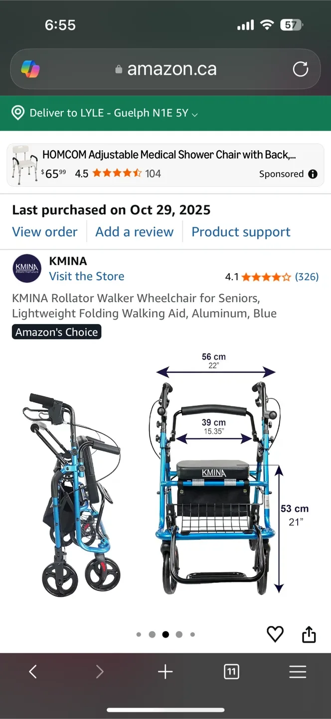 KMINA Rollator Walker Wheelchair - Lightweight & Folding image indicator(2)