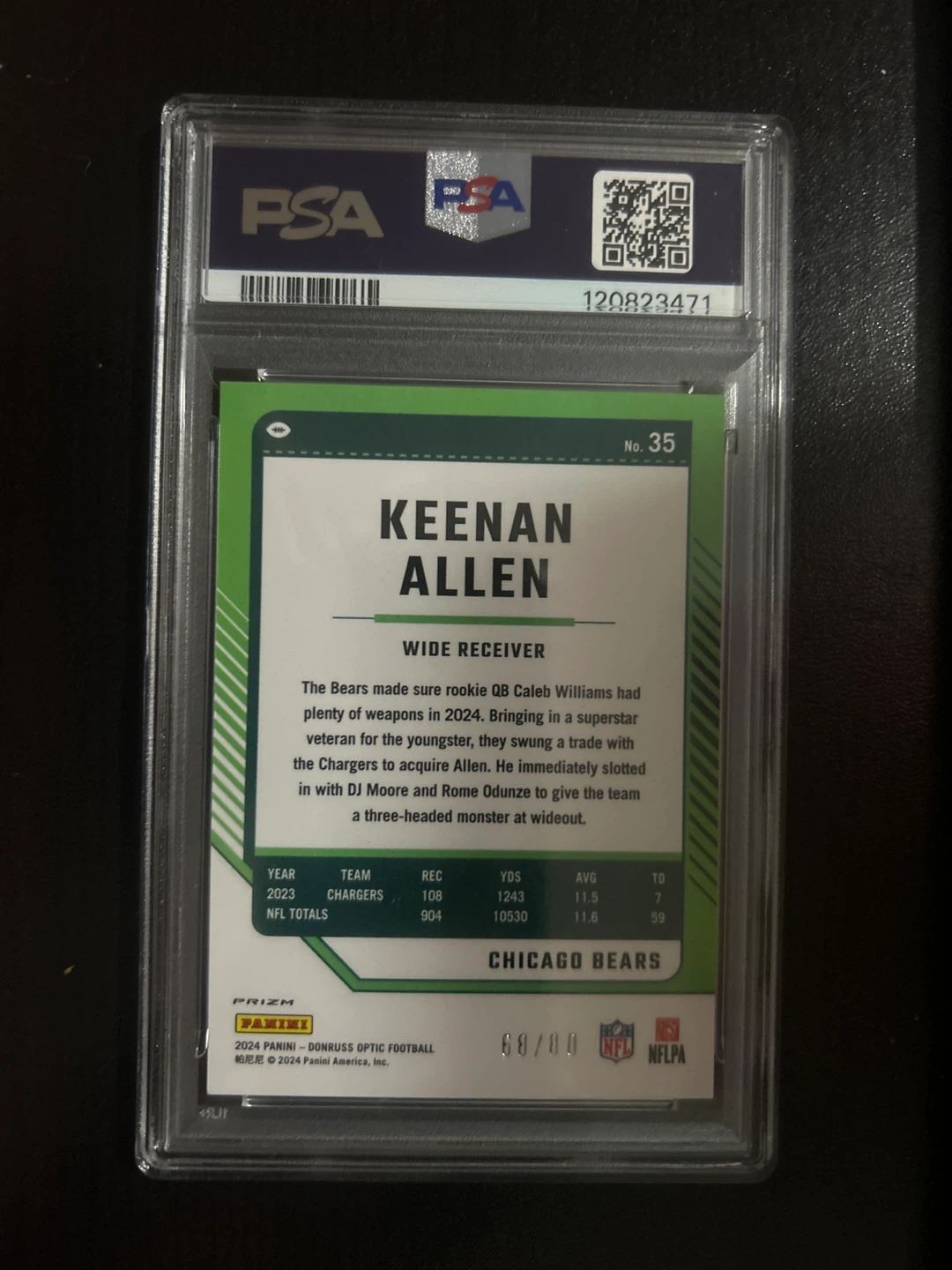 Keenan Allen 2024 Donruss Optic Pink Velocity PSA 10 - photo 2