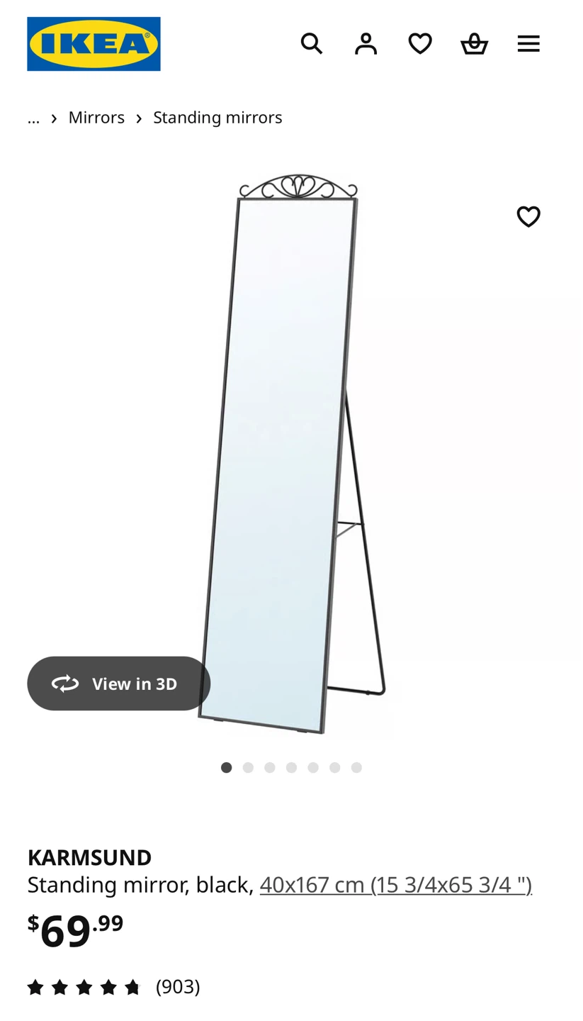IKEA KARMSUND Standing Mirror - Black