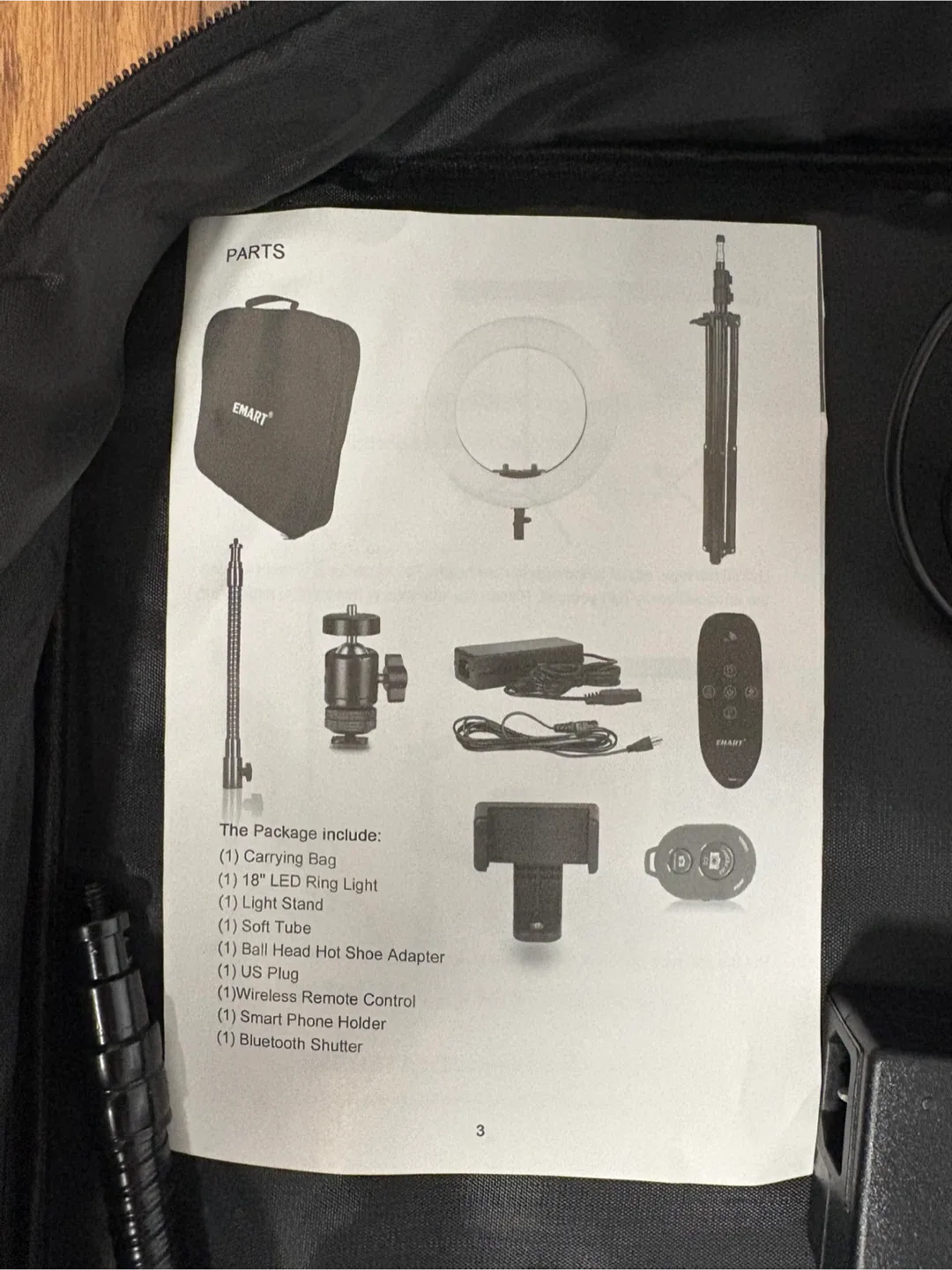 Emart 18" LED Ring Light with Stand & Bag image indicator(2)