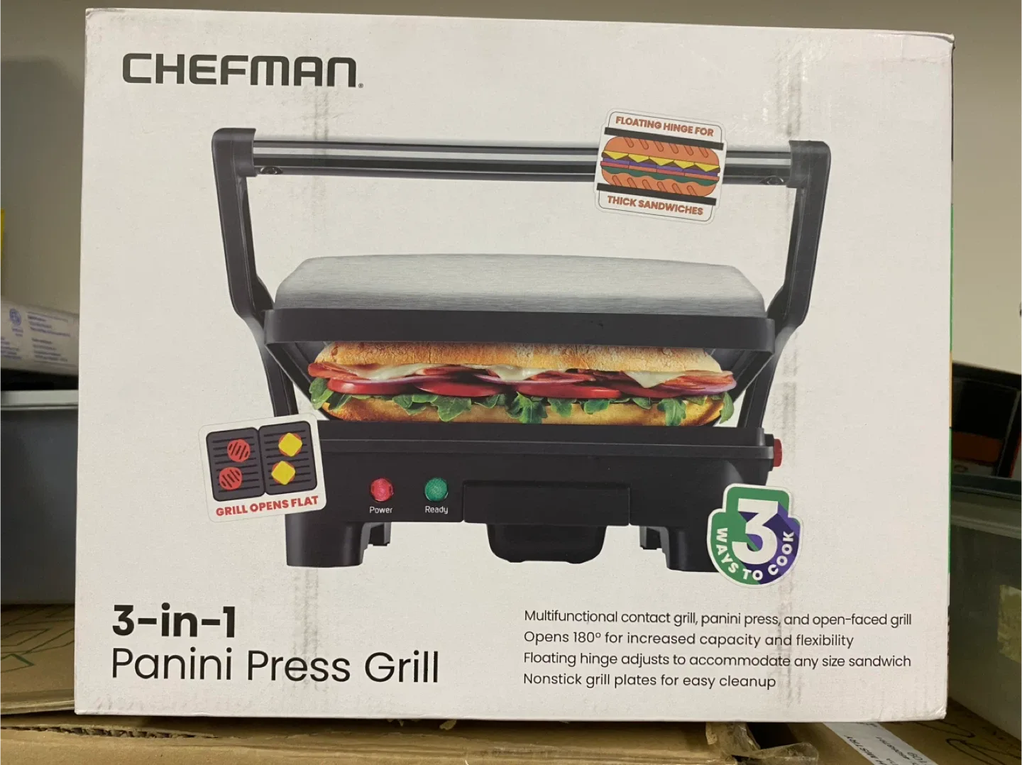 Chefman 3-in-1 Panini Press Grill