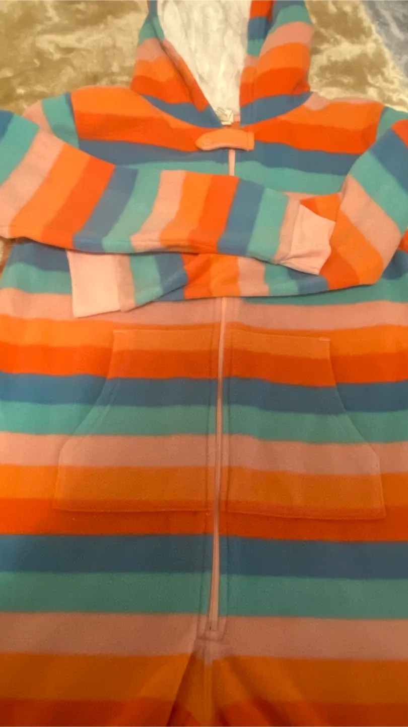 Gymboree XL(14) Striped Fleece Onesie image indicator(3)