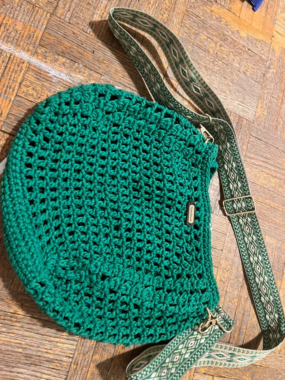 Handmade Green Crochet Shoulder Bag image indicator(2)